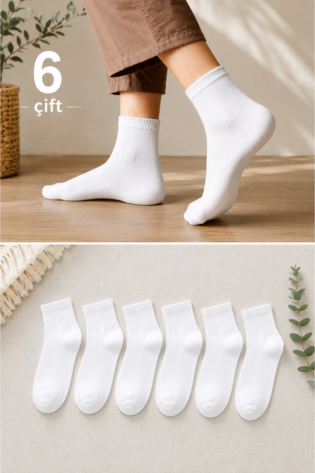 ck socks 6 Pairs of White Half-Toe Unisex Socks |   Cotton, Breathable, Anti-...
