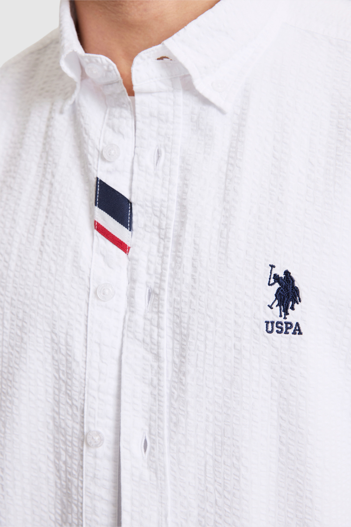 U.S. Polo Assn. Erkek Beyaz Uzun Kollu Basic Gömlek 50324638-VR013 görsel 6