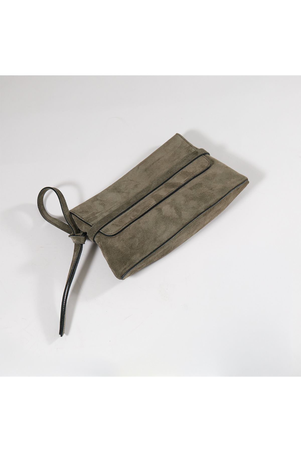 BEGRA ATELIER BEGRA Elara %100 Hakiki Süet Clutch Çanta - Haki (Khaki) görsel 5