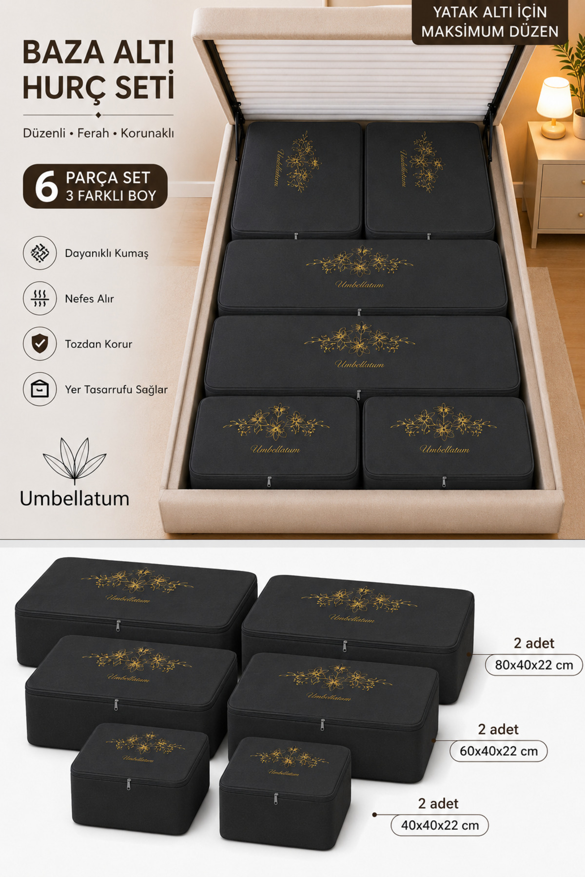 6 Piece Scrap Set Under Base Organizer Quilt Blanket Storage Bag Organizer Set