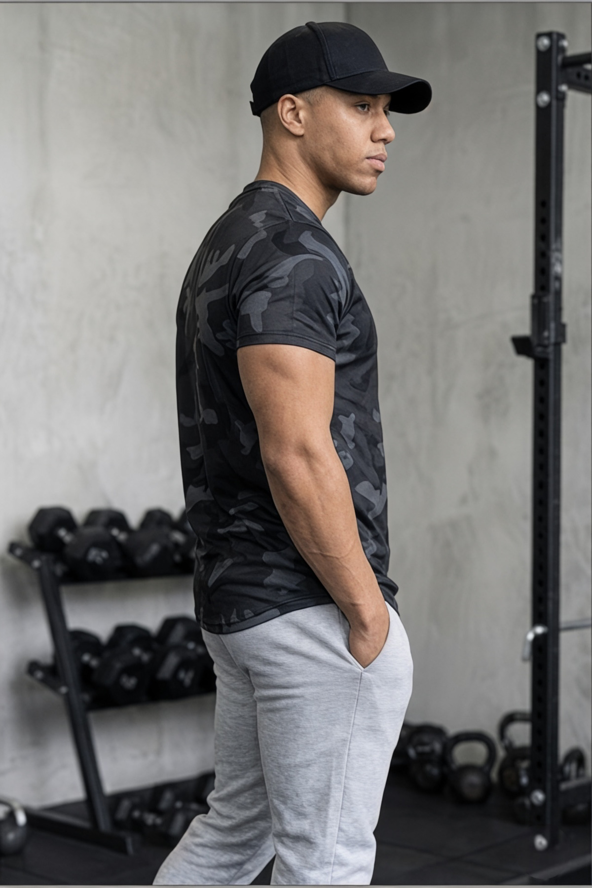 SERABLANKA Erkek Nem Emici Hızlı Kuruma Atletik Teknik Kamuflaj Desenli Spor T-shirt görsel 3