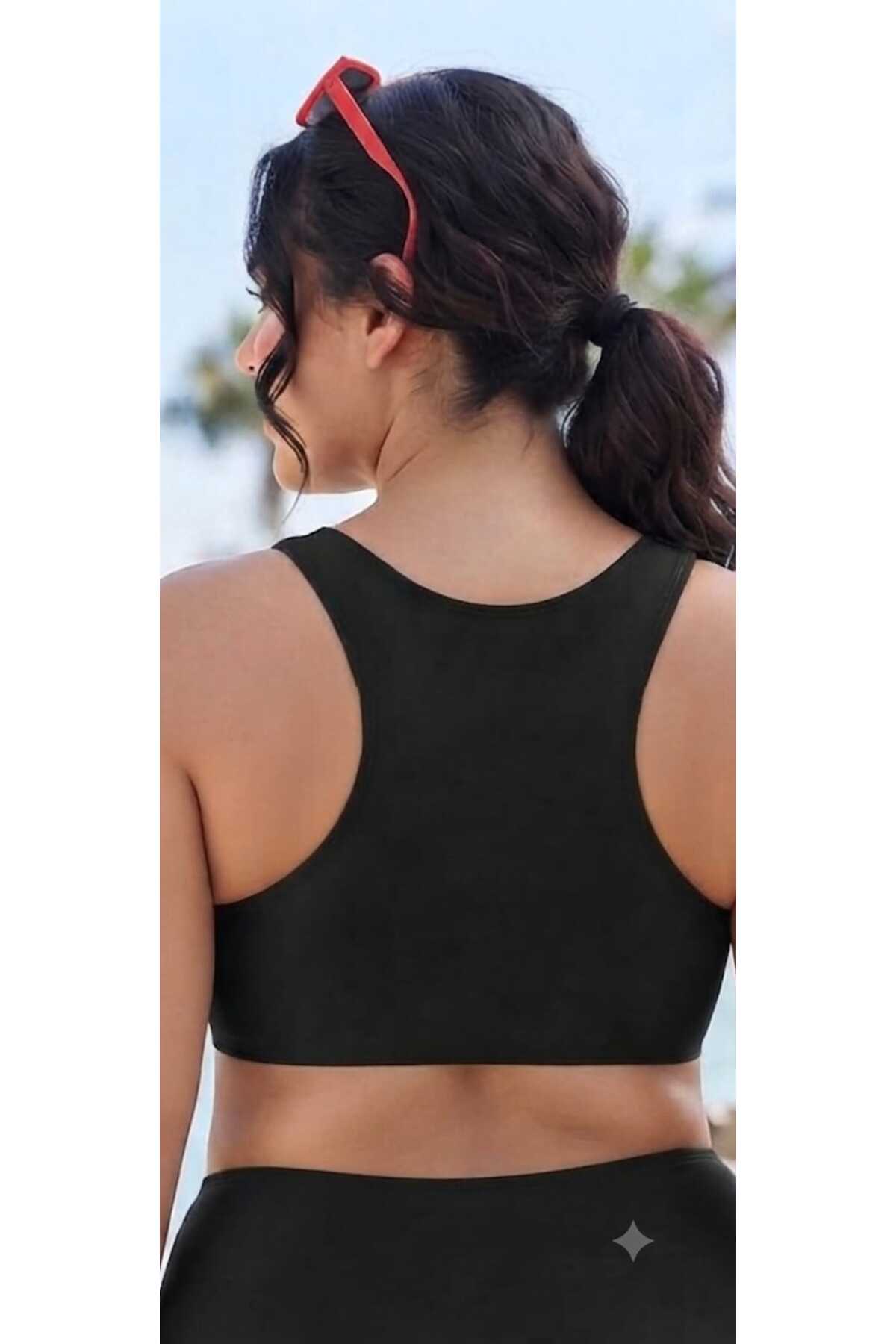 SUERTO SİYAH Bikini Üstü Badi TEK ÜST (İç Kısmı Dikili Astarlı Ped Mevcuttur) BÜYÜK BEDEN görsel 3