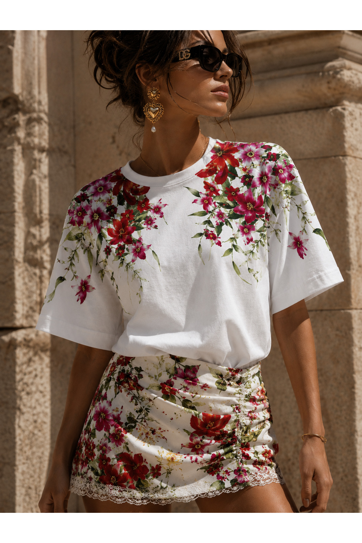 Oversize Cut Short Sleeve Printed T-shirt