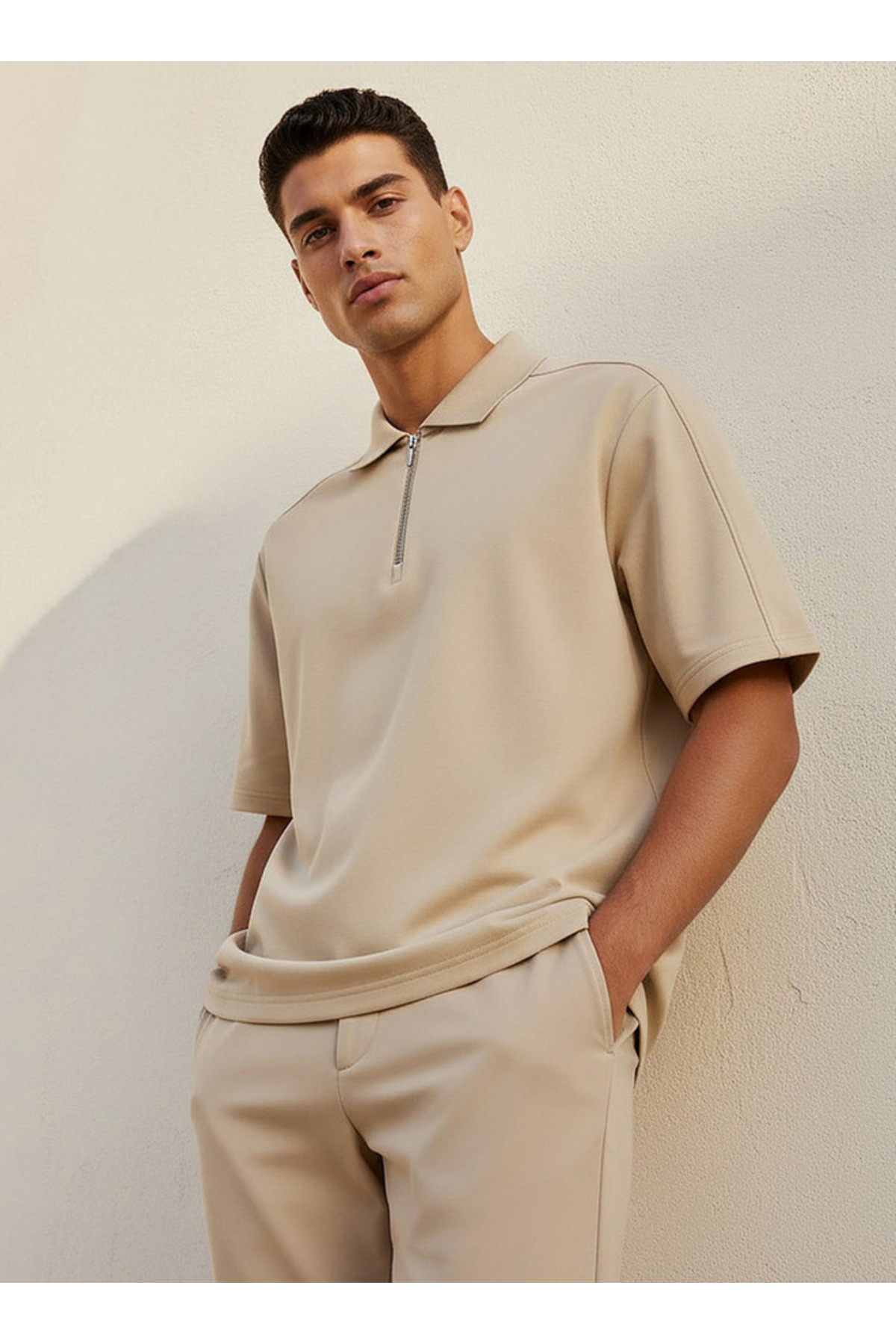 Love Pangolin Men Half Zip Polo T-shirt