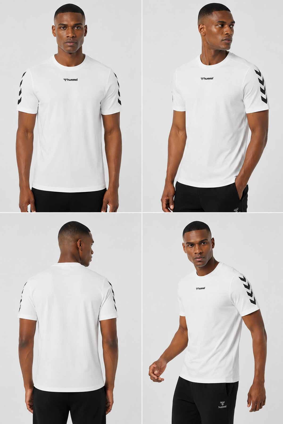 hummel Erkek 2'li Spor Tişört Paketi Basic Pamuklu Siyah Beyaz görsel 2