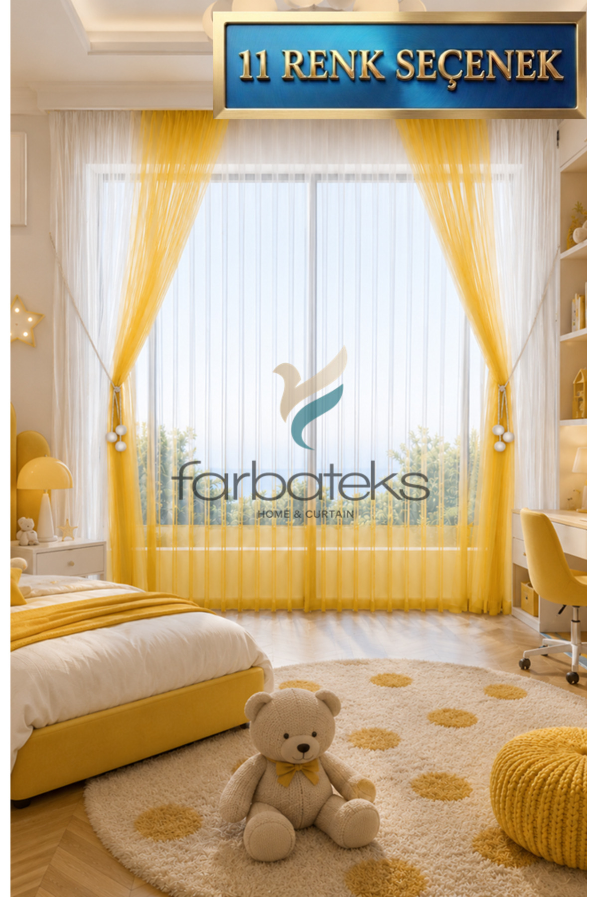 Yellow Color Transition Young Room Children's Room Tulle Backdrop Set Tulle Curtain