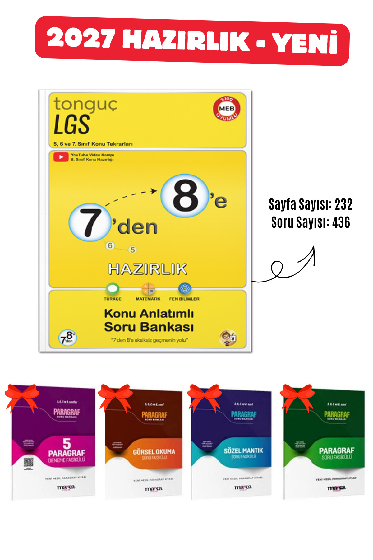 Tonguç Yayınları 8. SINIFA GEÇİŞ - 7'den 8'e Hazırlık Kitabı ve 4