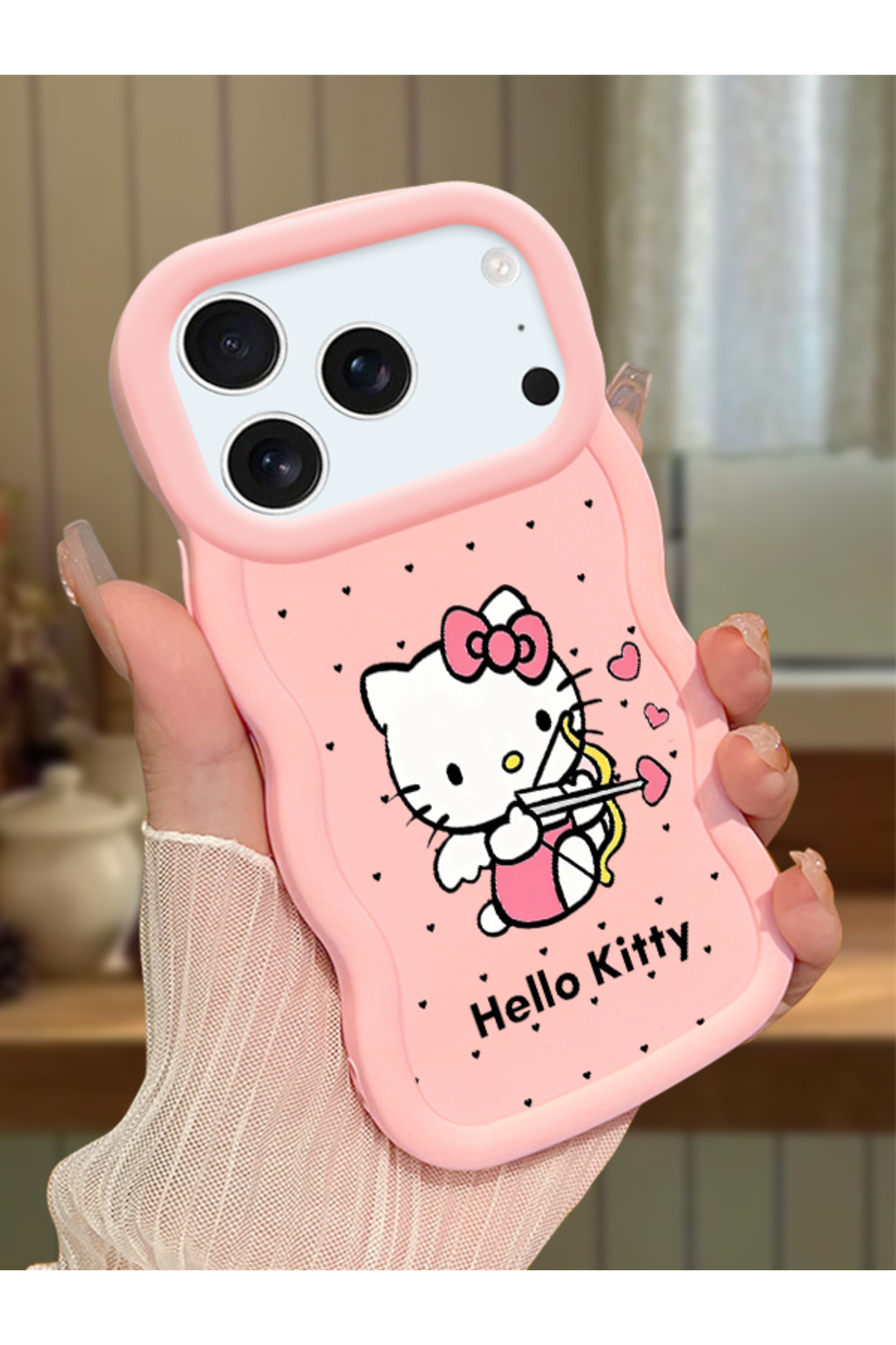 iPhone 17 Pro Max Compatible Case Camera Protector Pink Silicone Couple Phone Case Kitty Pattern