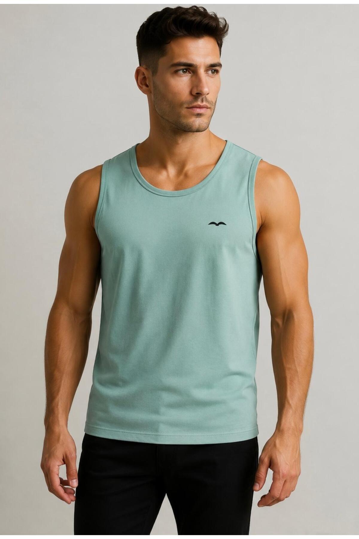 Men's Mint Green Sleeveless T-shirt-d235