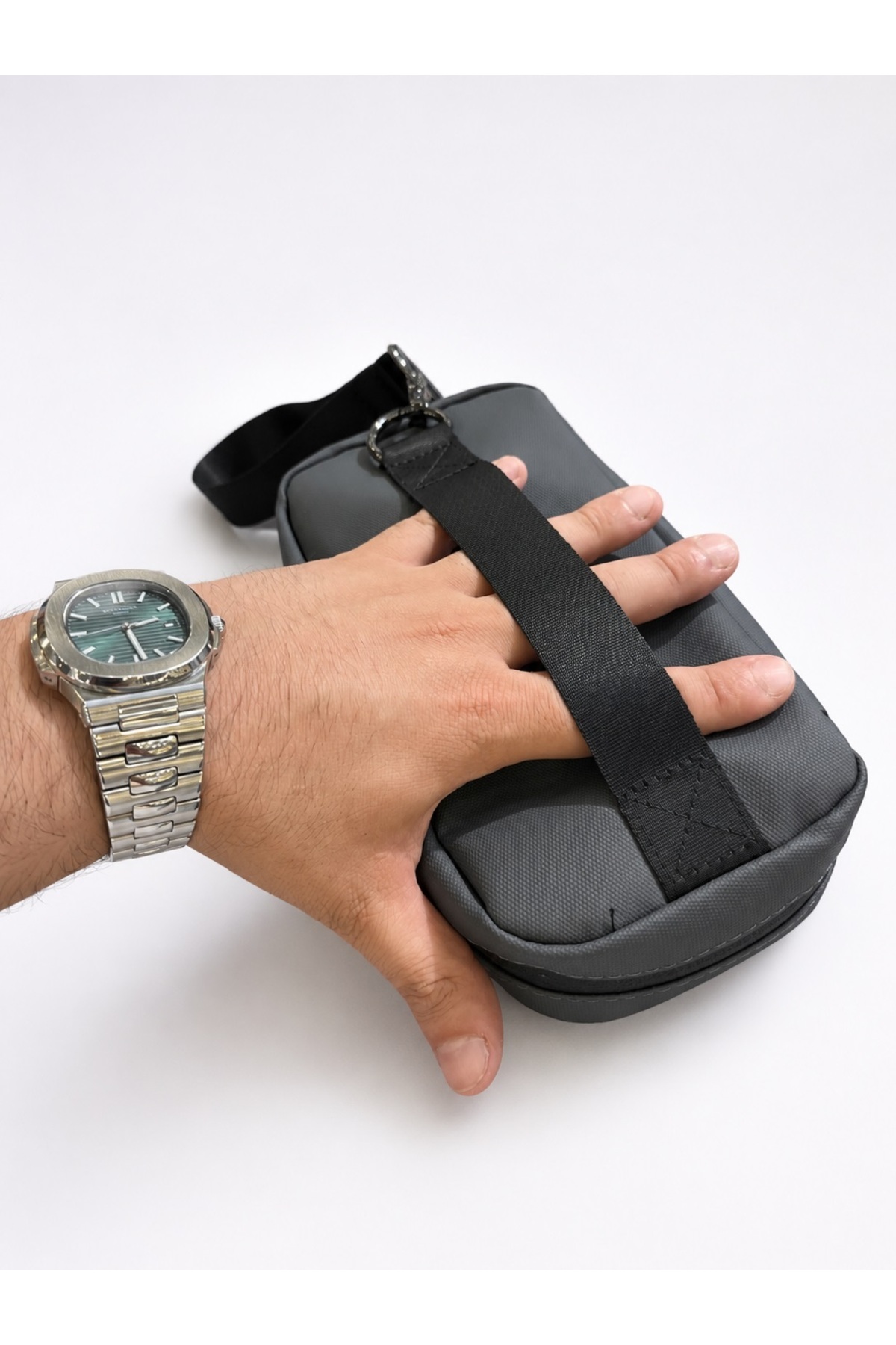 byhakan Mega 1037 Erkek El Portföyü El Çantası Clutch Çanta Traş Çantası GRİ görsel 6
