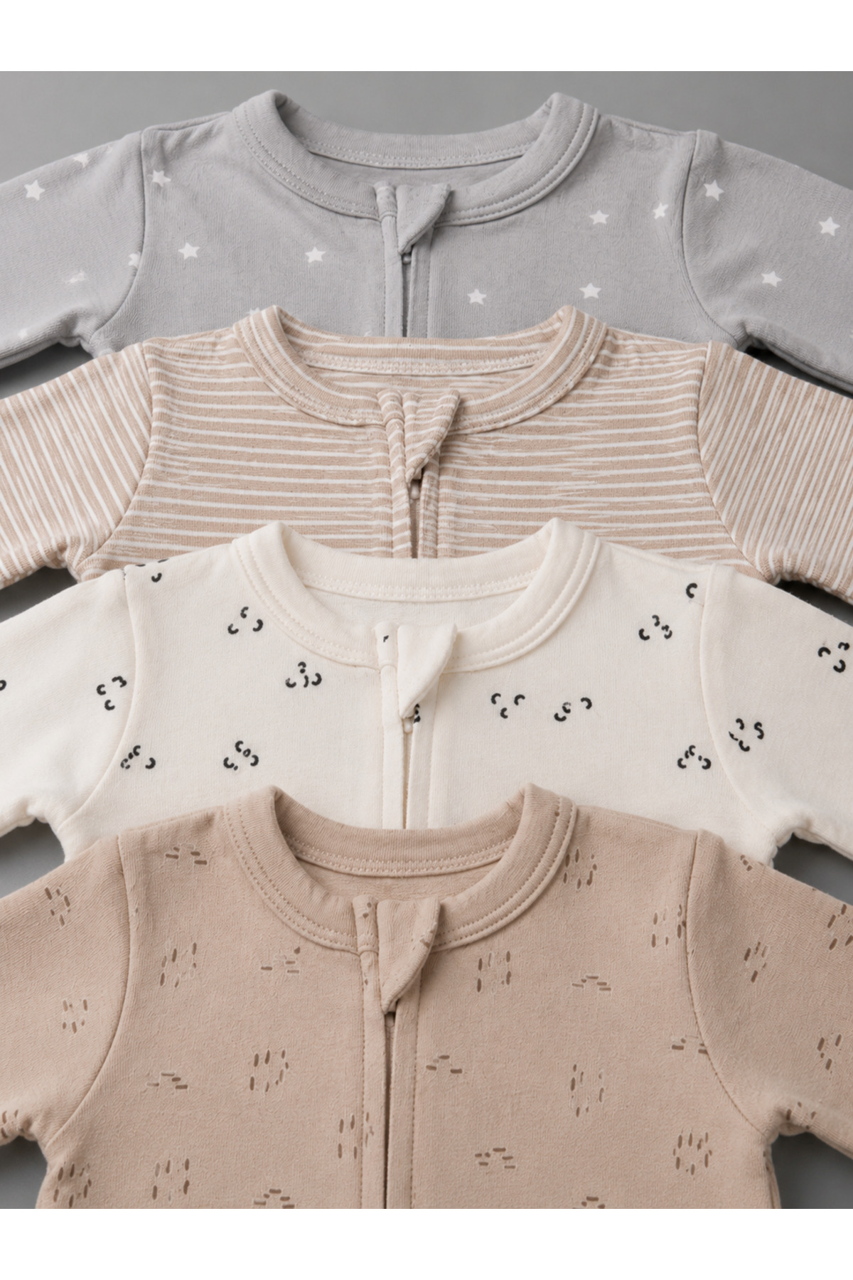 My Babies Label 4-Piece Unisex Zippered Cotton Baby Romper Set – Newborn & 0-3 Months Soft Textured Seasonal