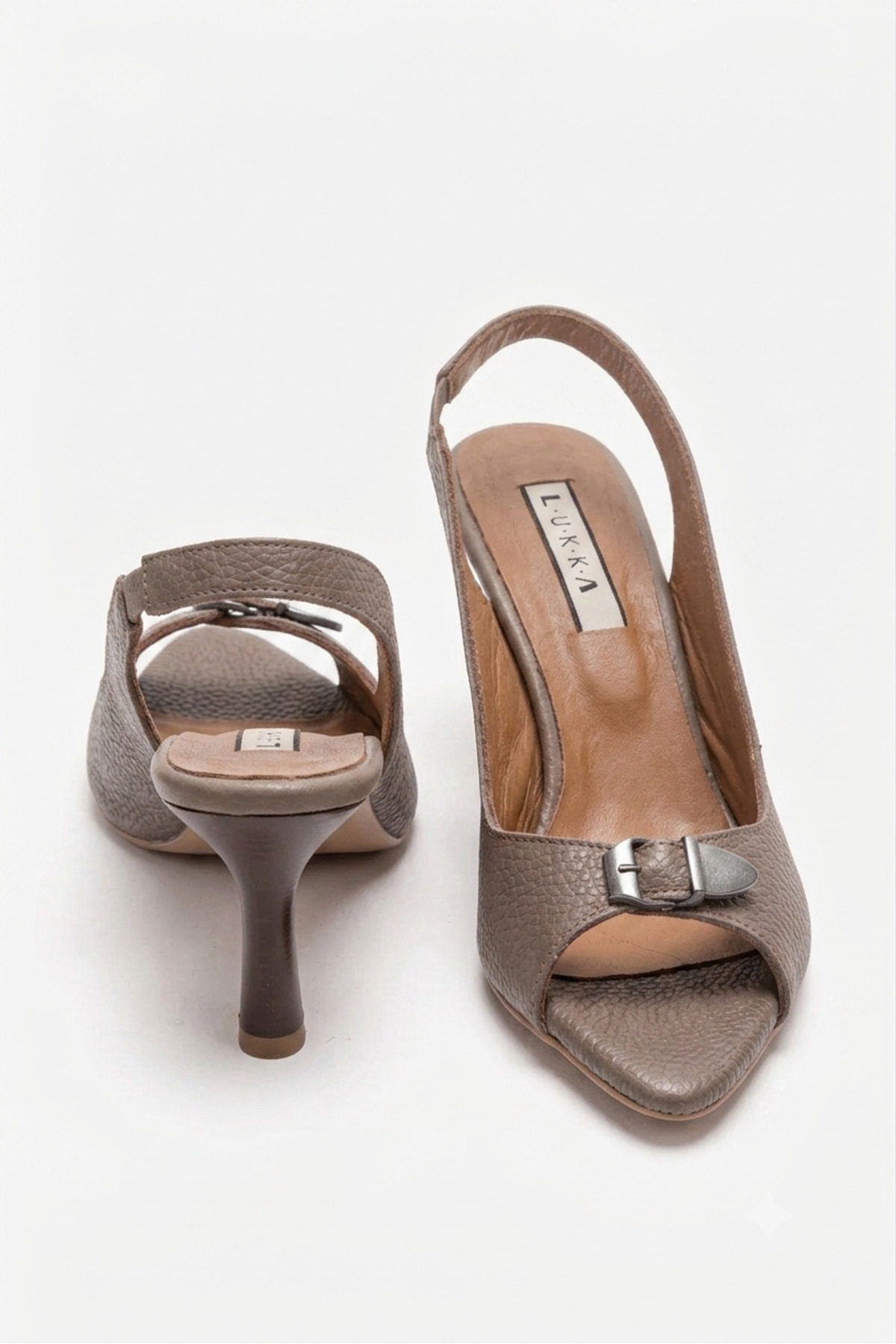 by selvi Lukka Shoes Hakiki Deri Agnes Kadın Toka Detay VizonTopuklu Sandalet görsel 2