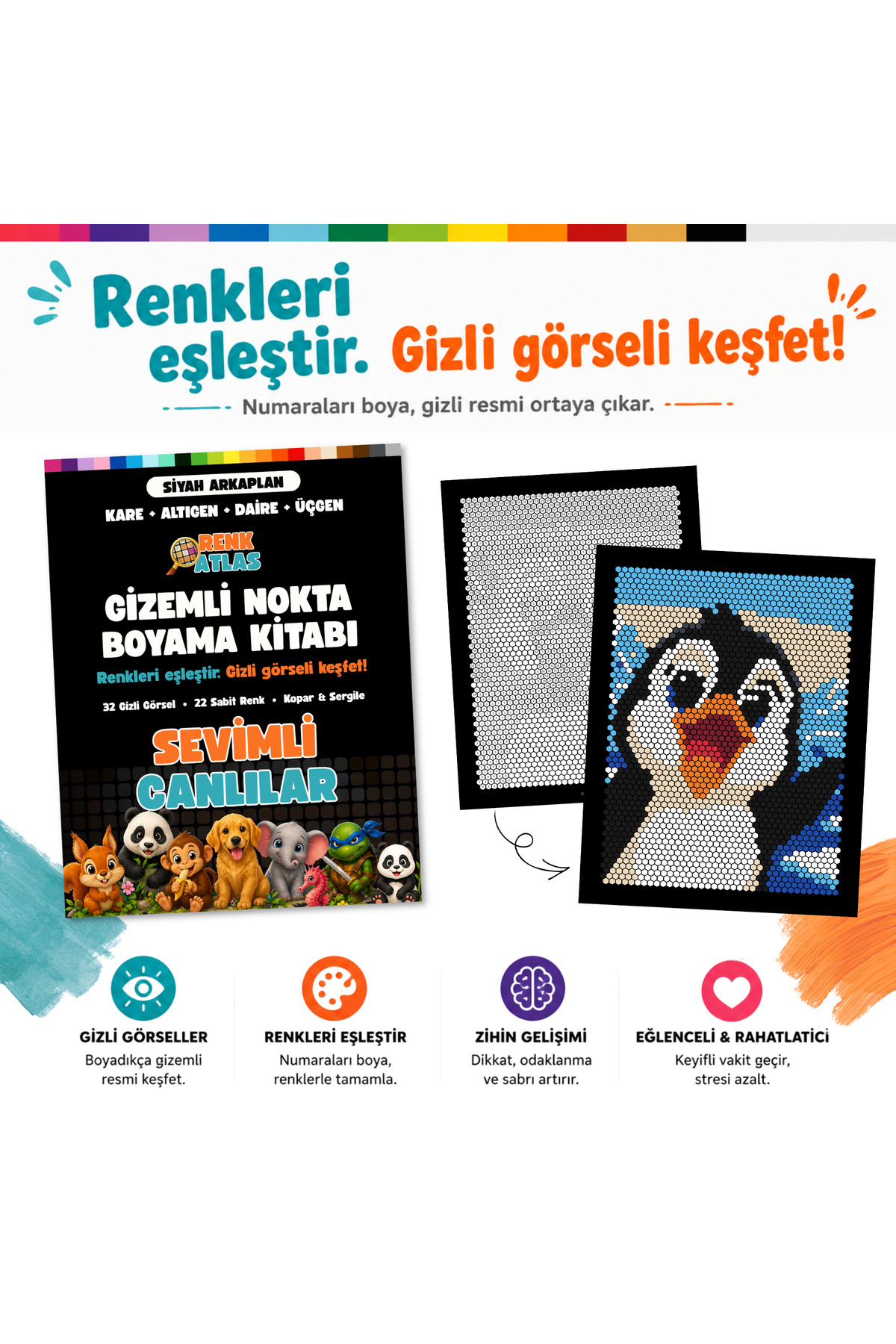 RenkAtlas Mysterious Dot Coloring Book: Cute Creatures