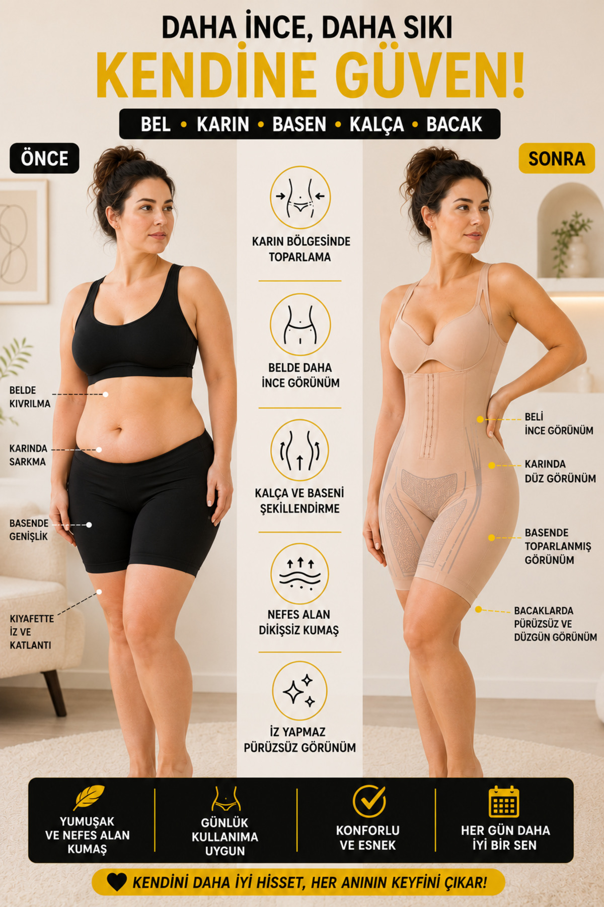 giyindegel Bel Karın Basen Bacak Toparlayıcı Tam Body Korse