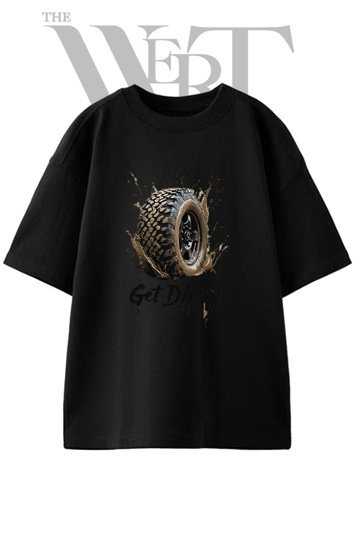 THEWERT Off Road Tire Design Printed Unisex Black Oversize T-Shirt