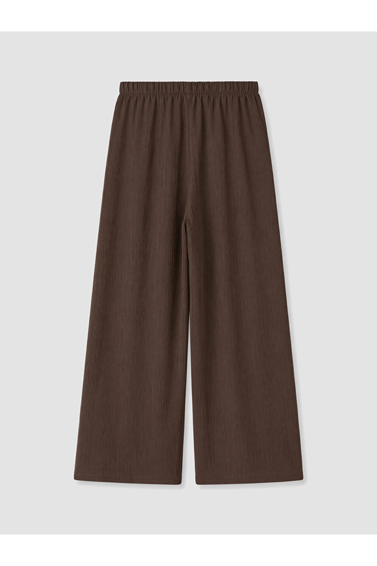 LC Waikiki Kahverengi Beli Lastikli Dokulu Kadın Pantolon görsel 4