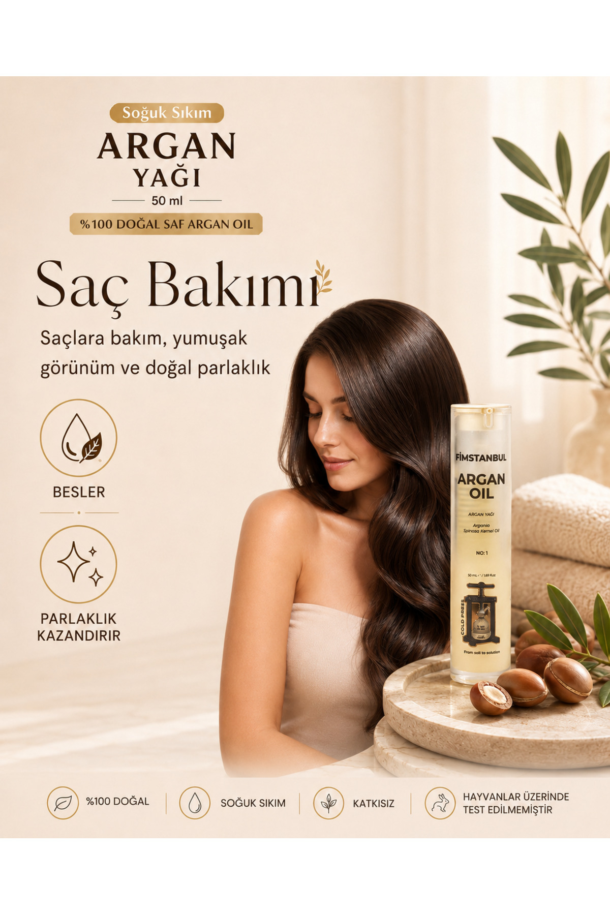 Soğuk Sıkım Argan Yağı 50 ml %100 Doğal Saf Cilt ve Saç Bakım Yağı — FMSTARGANYAĞI20 — تصویر 2 از 8