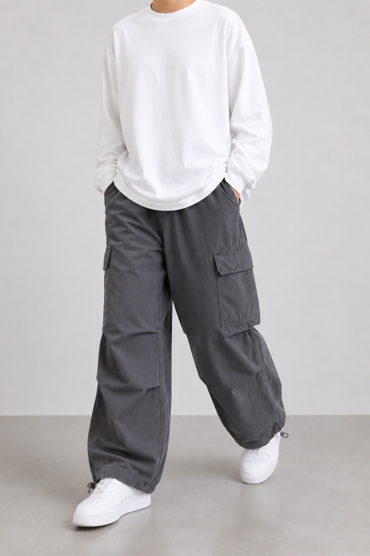 شلوار باری چند جیب گشاد Unisex Oversize — خاکستری GRW-UKP-510 — تصویر 2 از 4