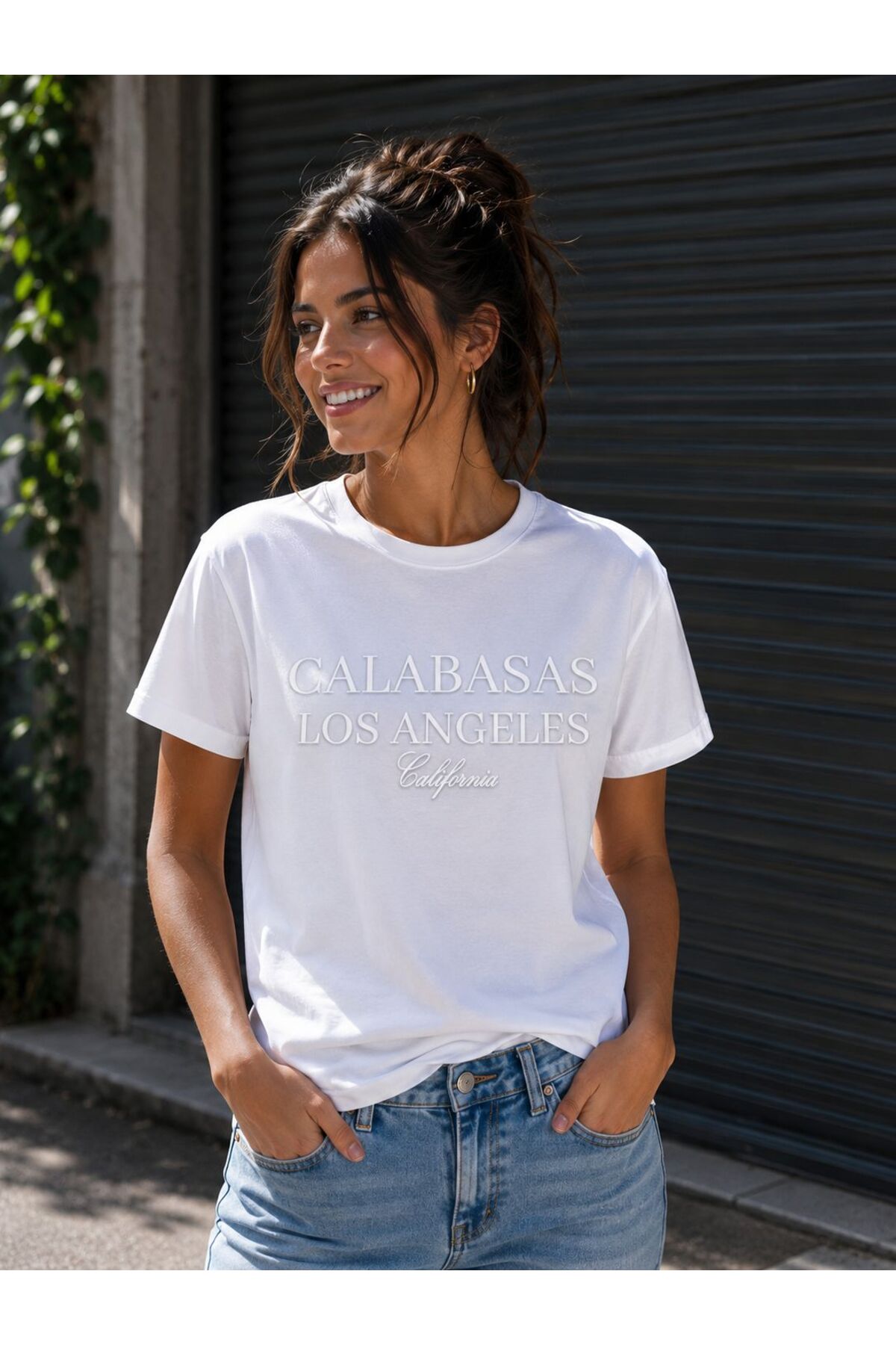 3S MODA Women's Basic Los Angeles Digital Printed T-Shirt