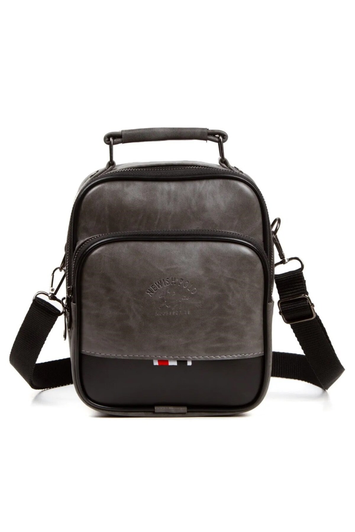 NEWISH POLO ACCESSORIES Erkek Gri Çapraz Omuz Ve El Çantası görsel 2