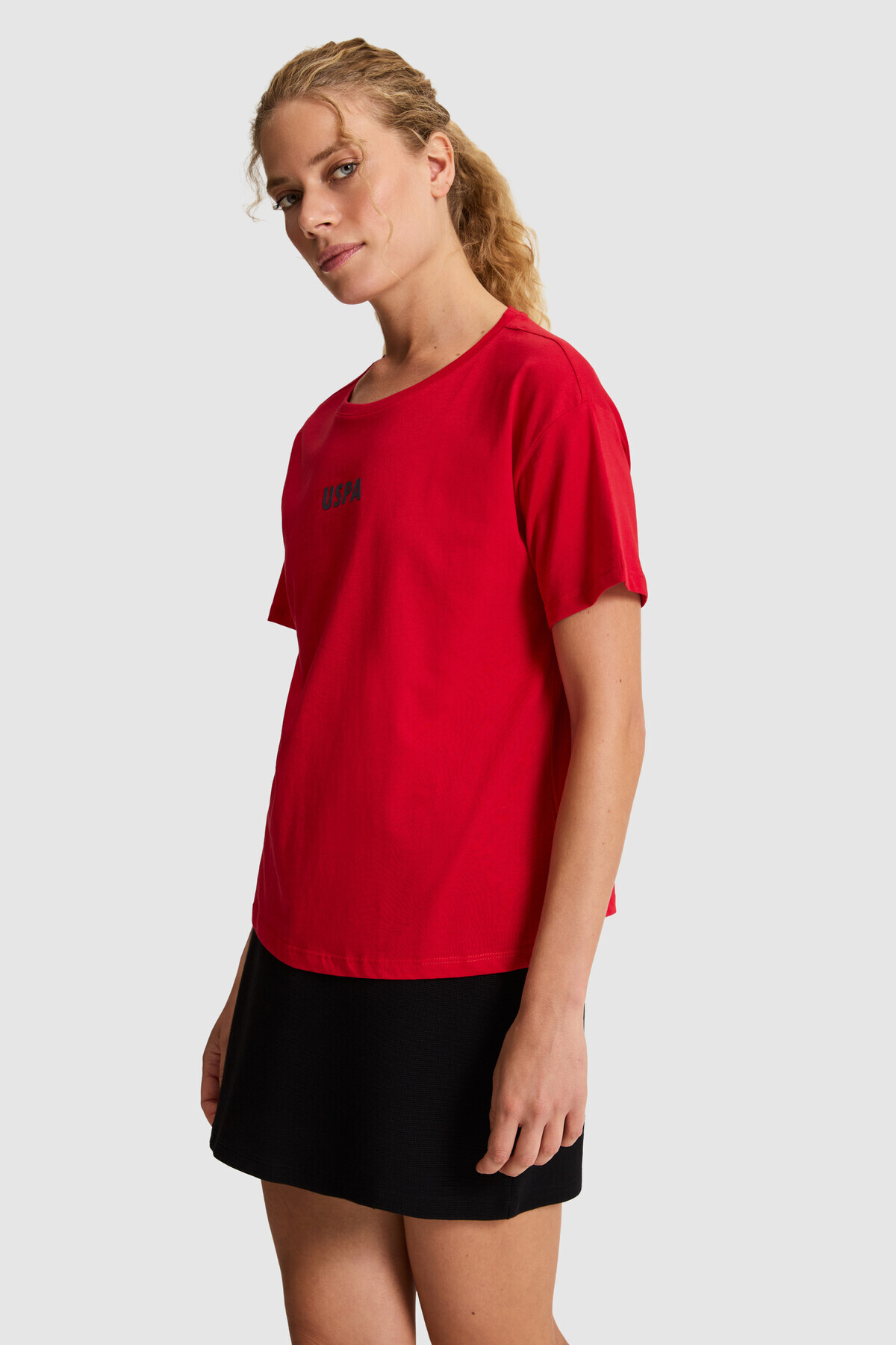 U.S. Polo Assn. Kadın Kırmızı Bisiklet Yaka Tişört 50323530-VR030