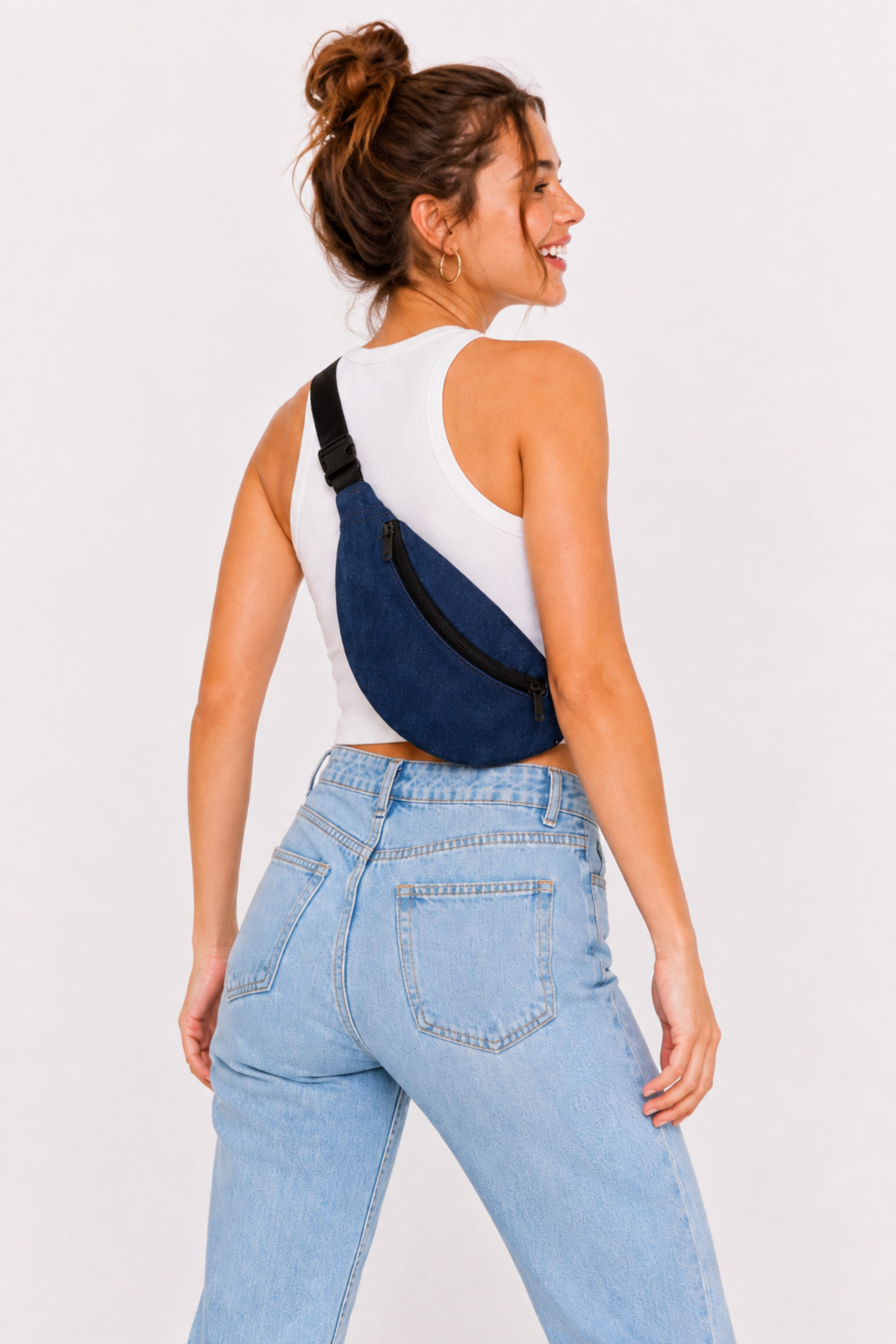 MARLENE KLAR Unisex Kot Kumaş Bel ve Omuz Çantası 30X15cm görsel 3
