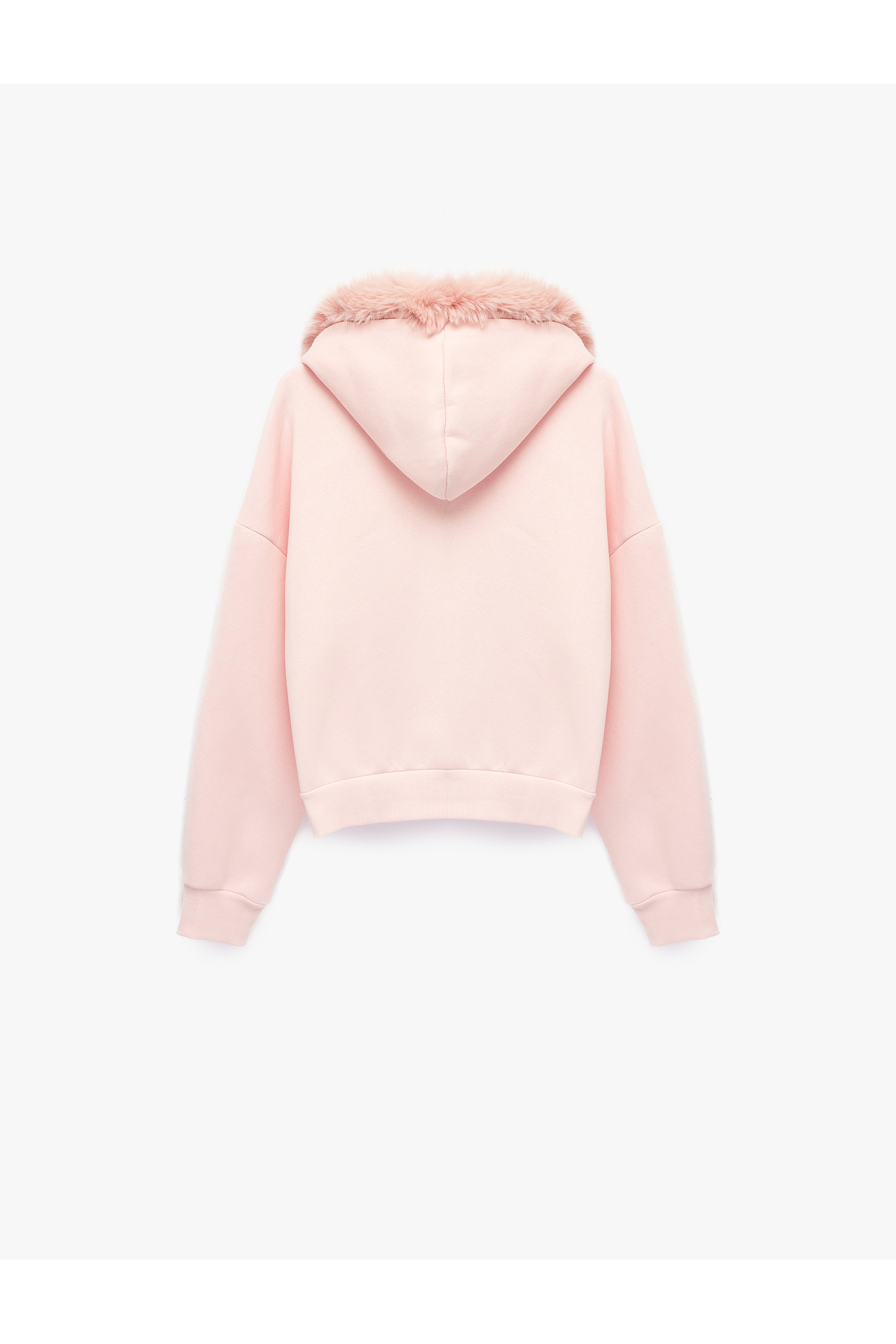 Koton Şardonlu Cepli Rahat Kalıp Uzun Kollu Fermuarlı Suni Kürk Kapüşonlu Sweatshirt görsel 6