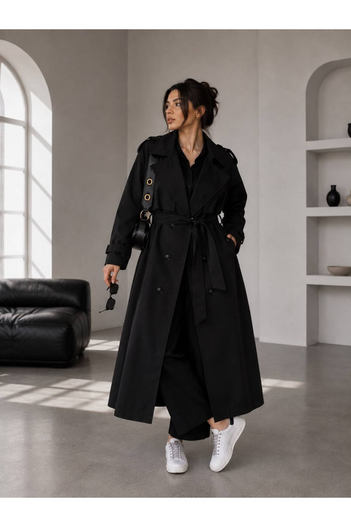motix Oversize Kuşaklı Çift Katmanlı Trençkot, Şık ve Modern Tasarım görsel 4