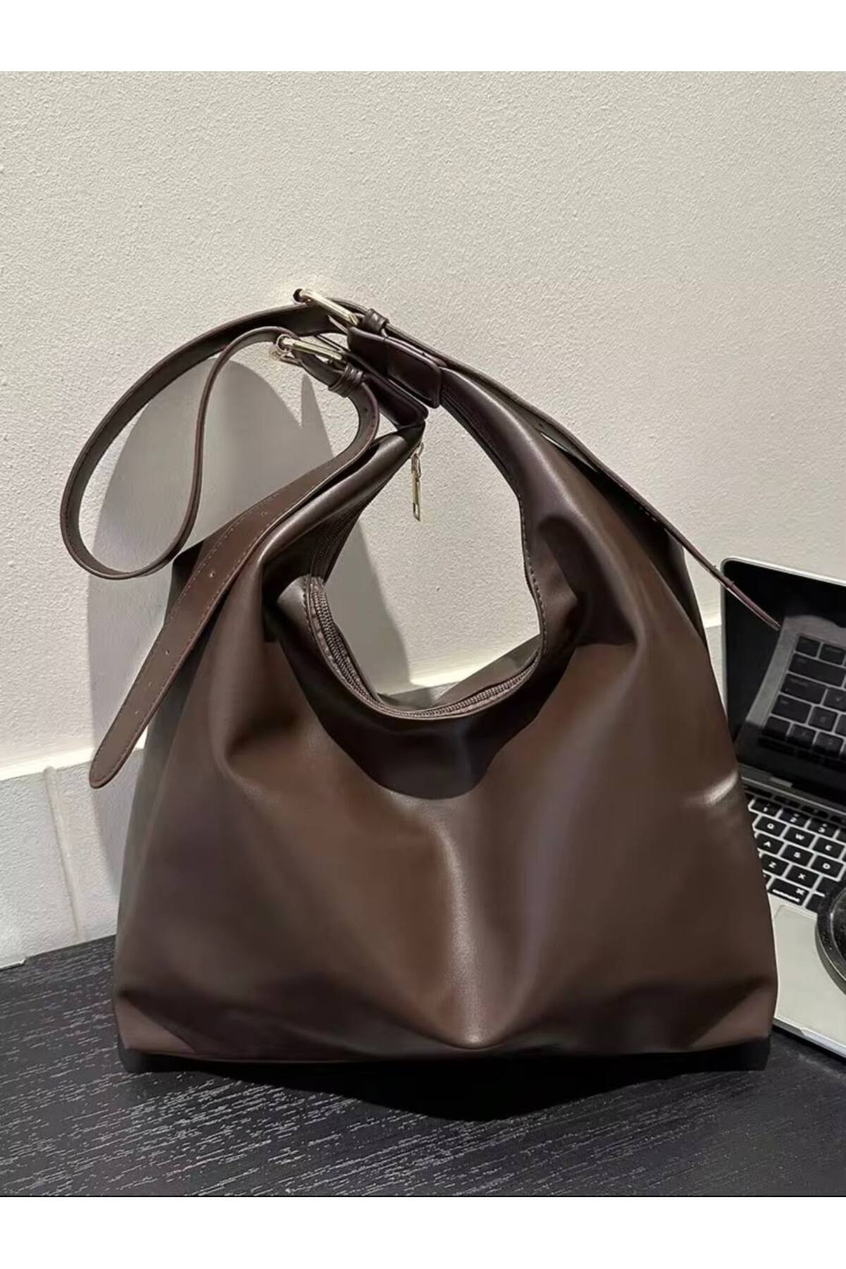 Dark Brown MODA Large Women's Tote Shoulder Bag - Premium Design görünüm 2