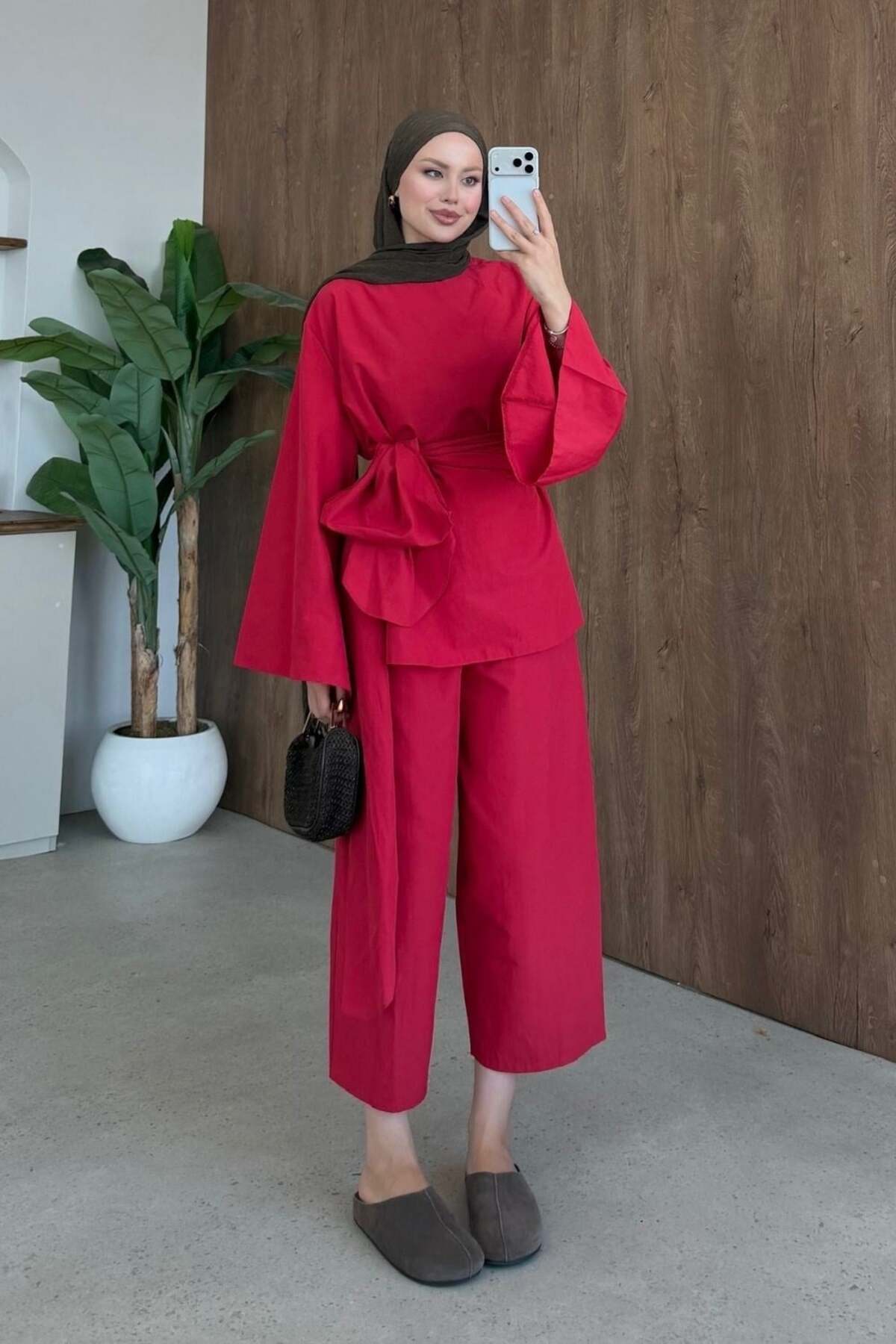 Şule Giyim Beliz Belted Suit Red