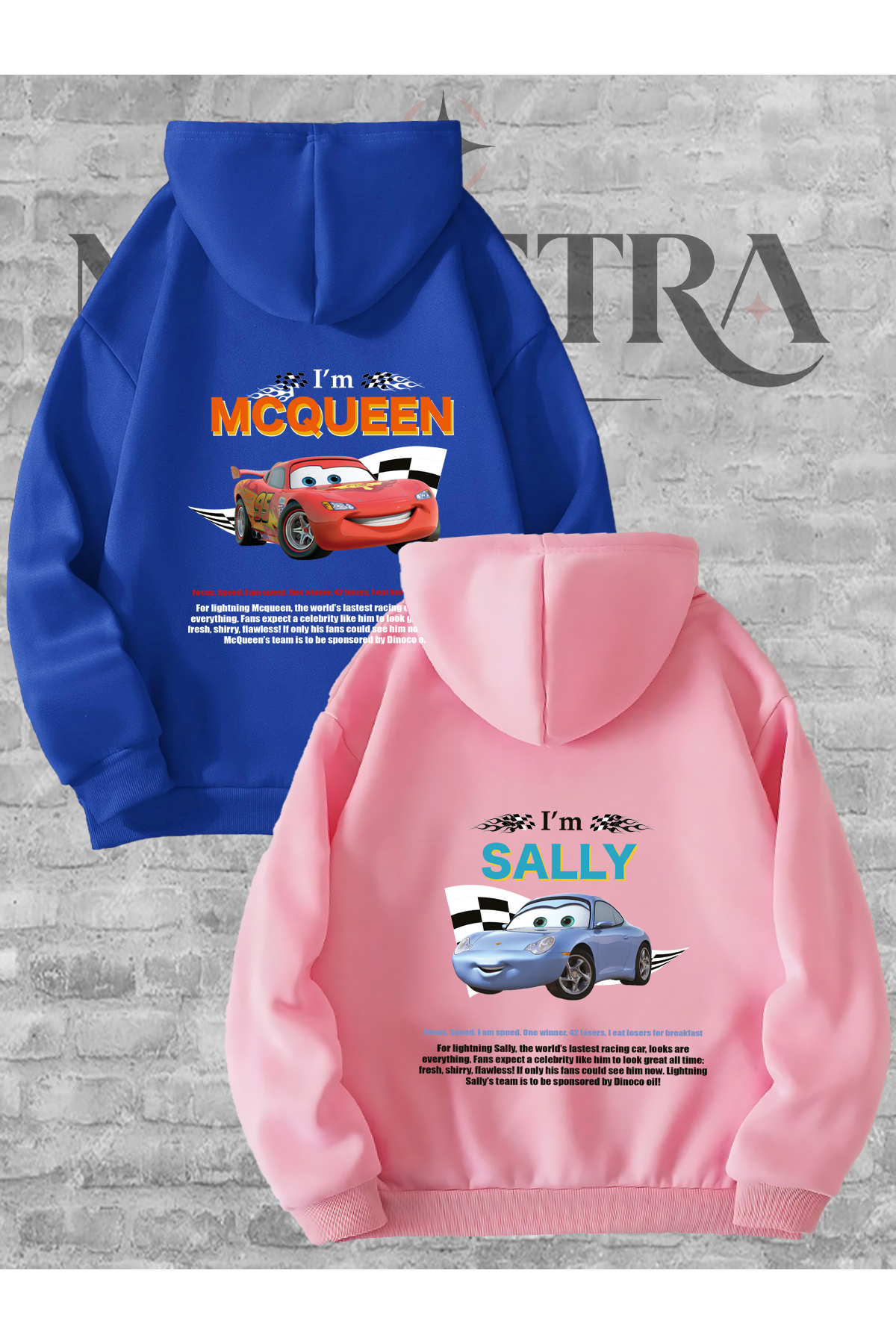 Modetra Women Men Unisex Mcqueen Sally V2 Printed Text on the Back Printed Lover Couple Combination Hooded Sweatshirt 2-Piece Set