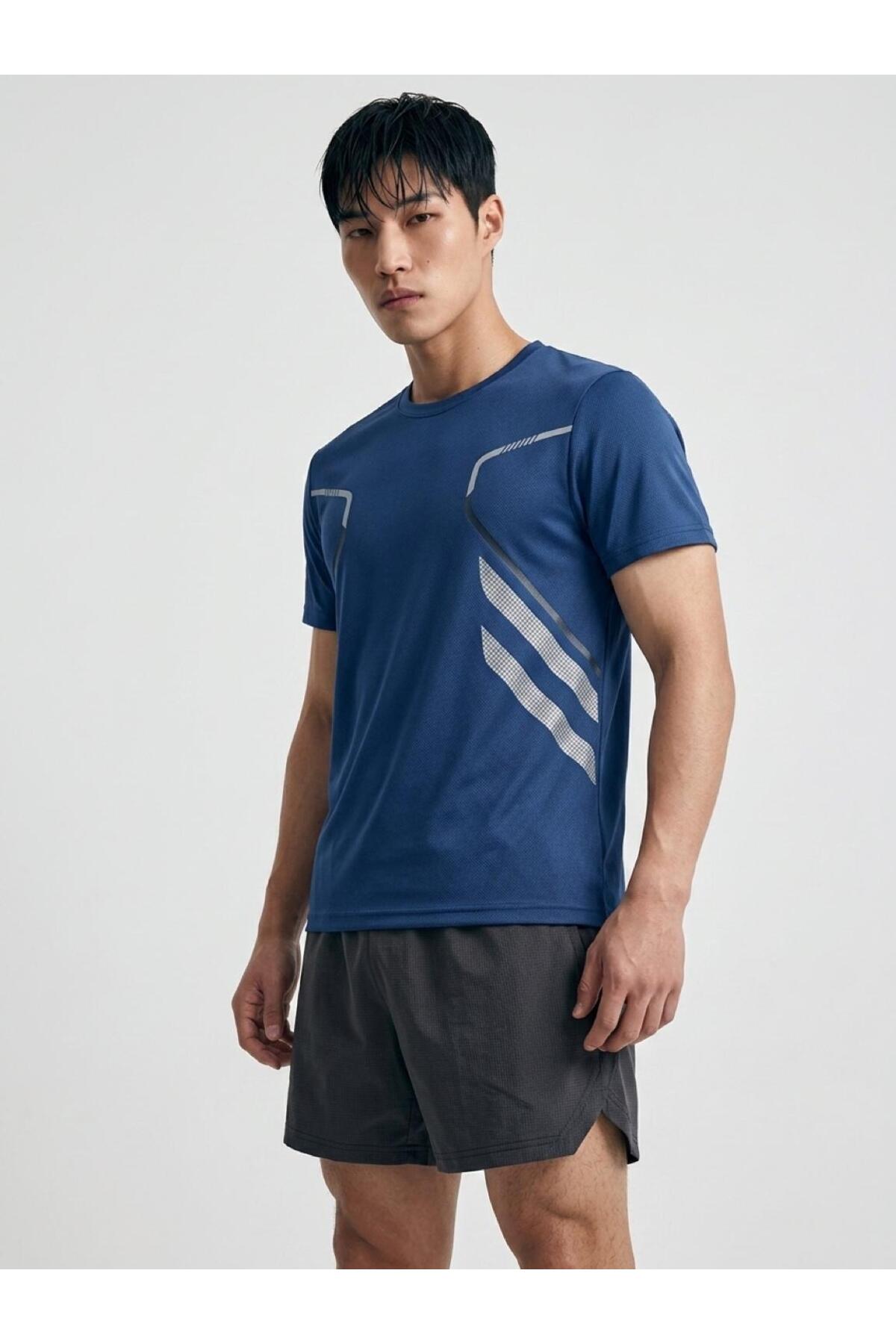 Oksit Fusto Mikro Polyester Slim Fit Perform Antrenman Sporcu Erkek Tshirt görsel 2
