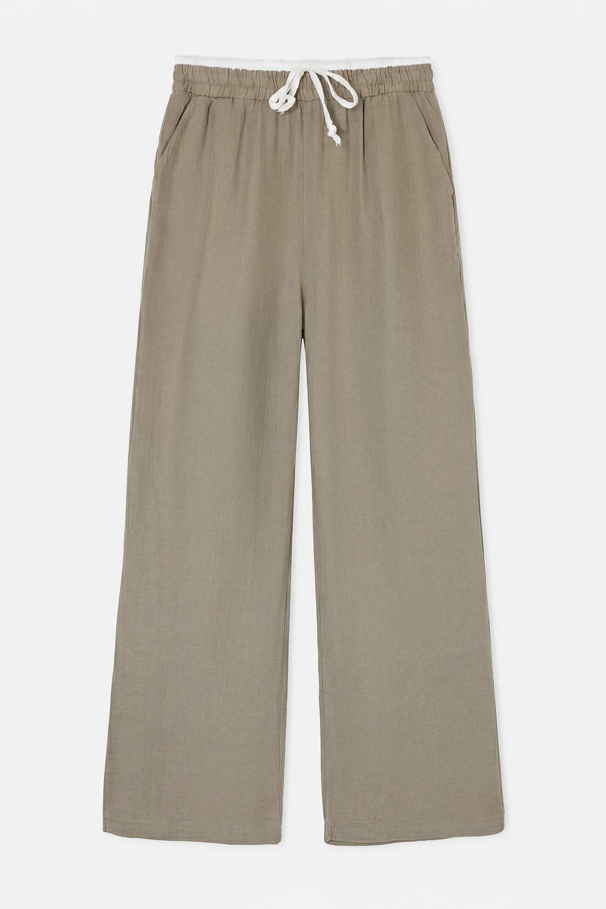 Drop by Trendyolmilla Haki Beli Latikli Ayarlı Cepli Muslin Pantolon TDRSS26PL00049