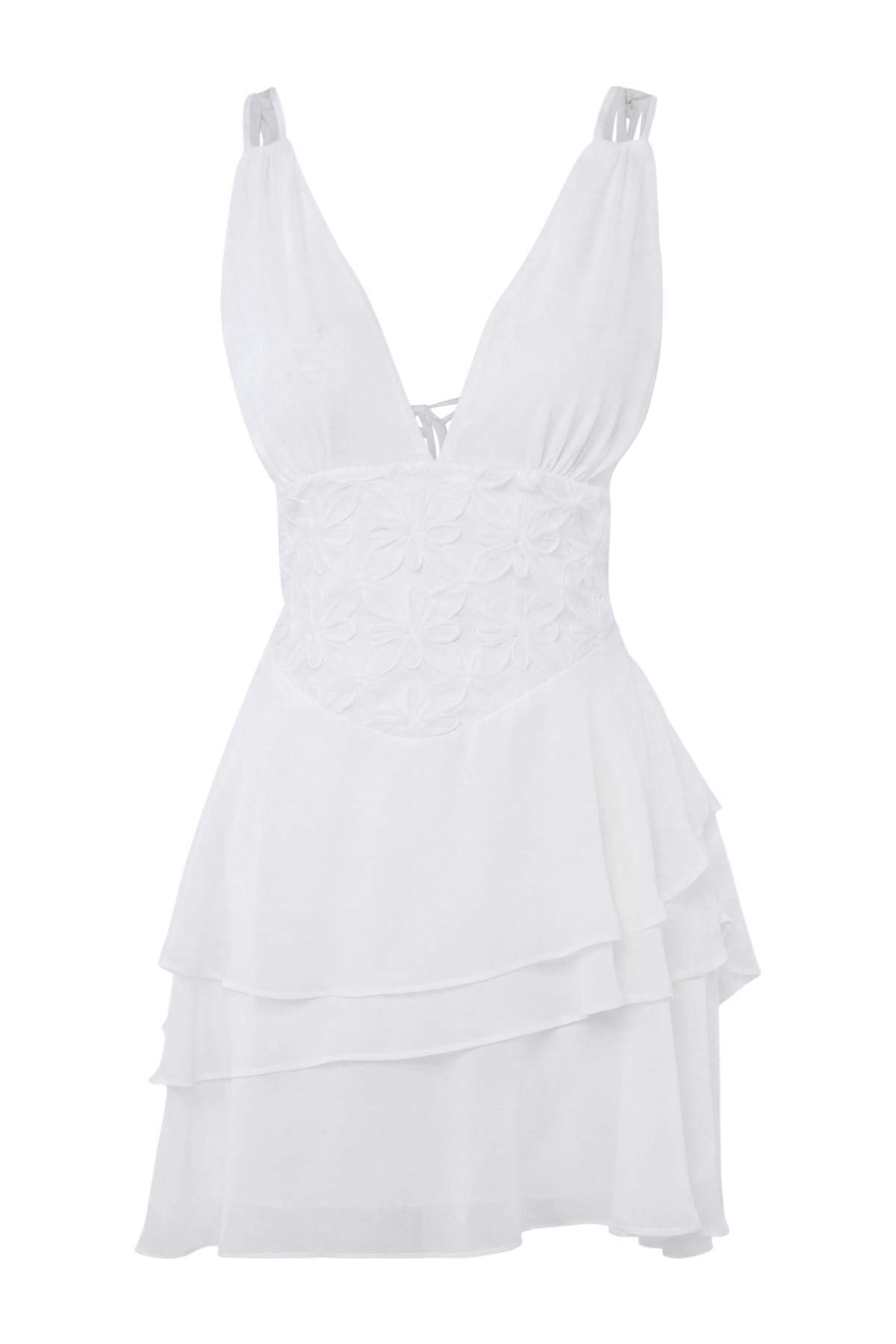 Trendyolmilla Beyaz Dantel Korse Detaylı Kısa / Mini Elbise TPRSS26EL00181