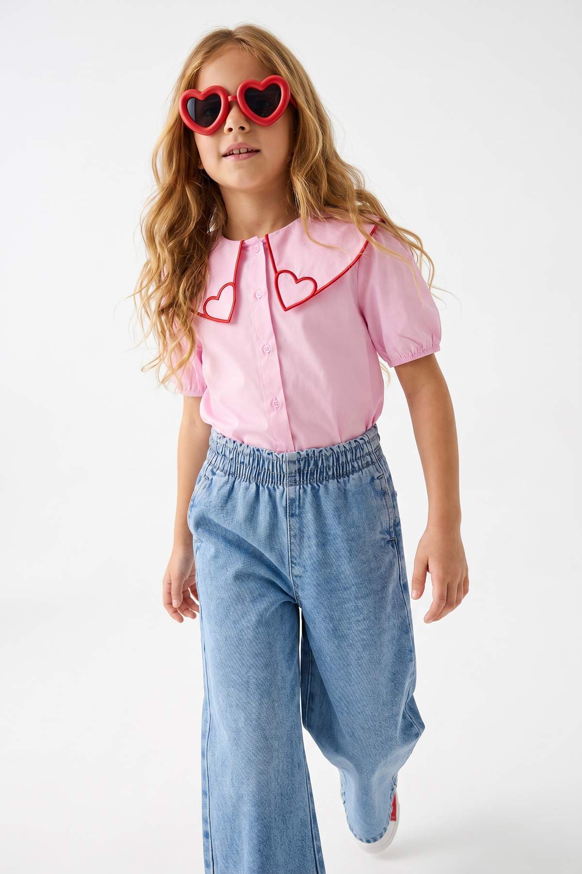 Trendyolmilla Kids Pembe Düz Fitted Gömlek Yaka Kız Çocuk Örme Gömlek TKDSS26TS00077