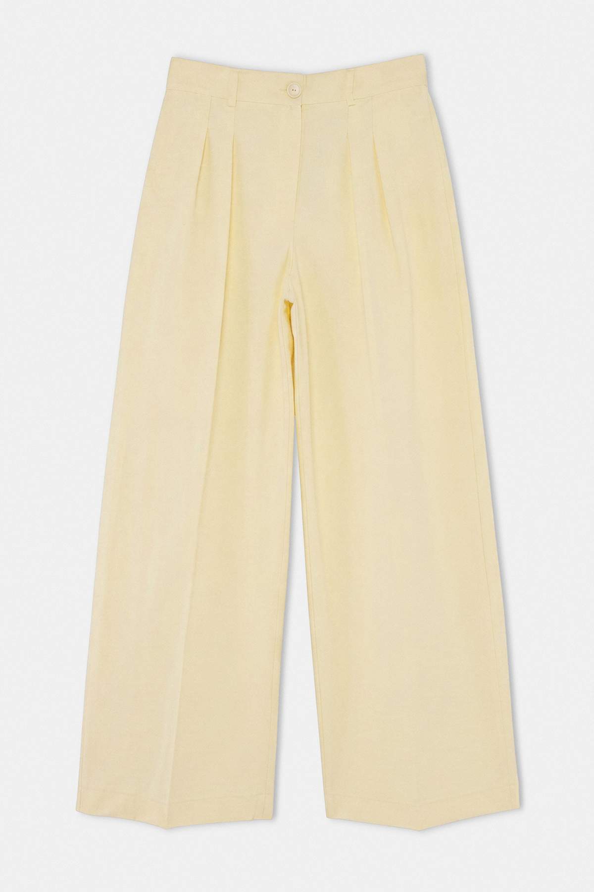 Trendyol Kollektion Hellgelbe Wardrobe Essentials – Gabardine-Crop-Hose mit w...