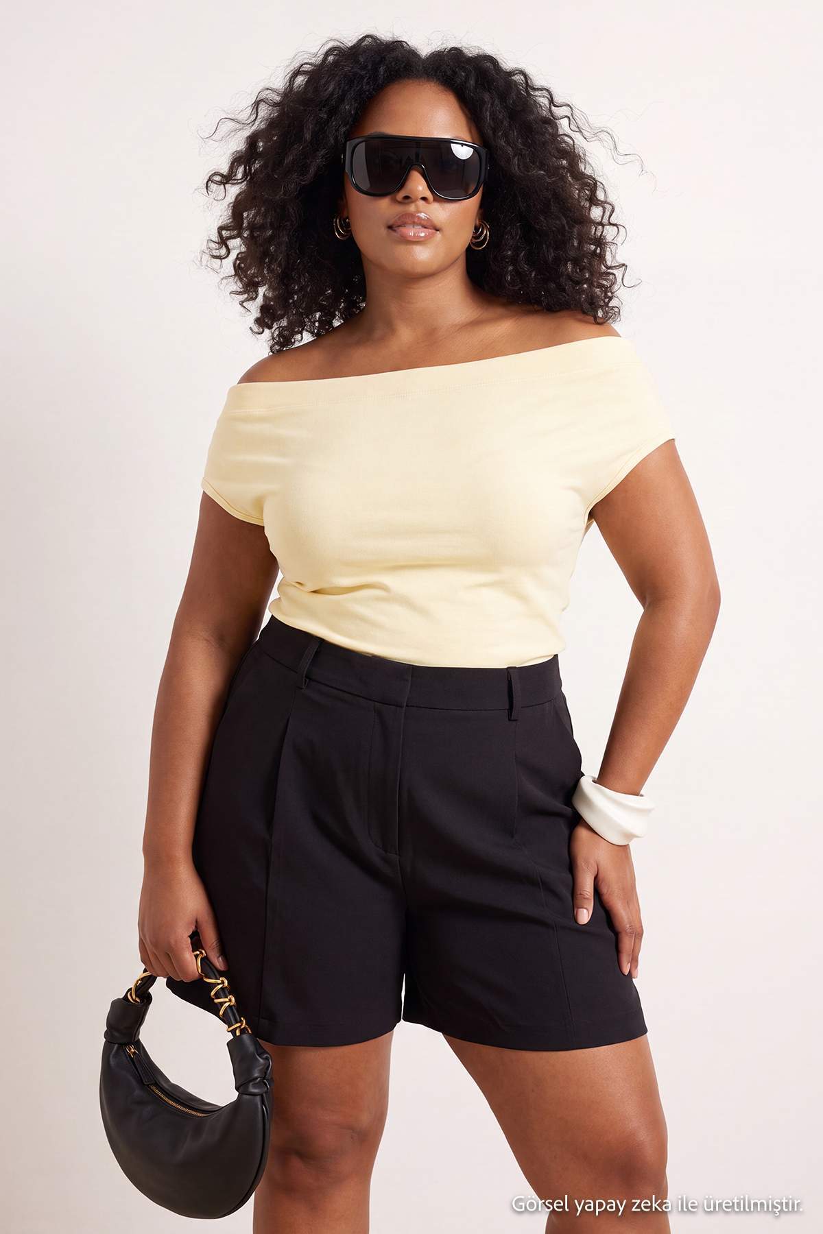 Trendyolmilla Curve Sarı Örme Büyük Beden Bluz TBBSS26AF00292