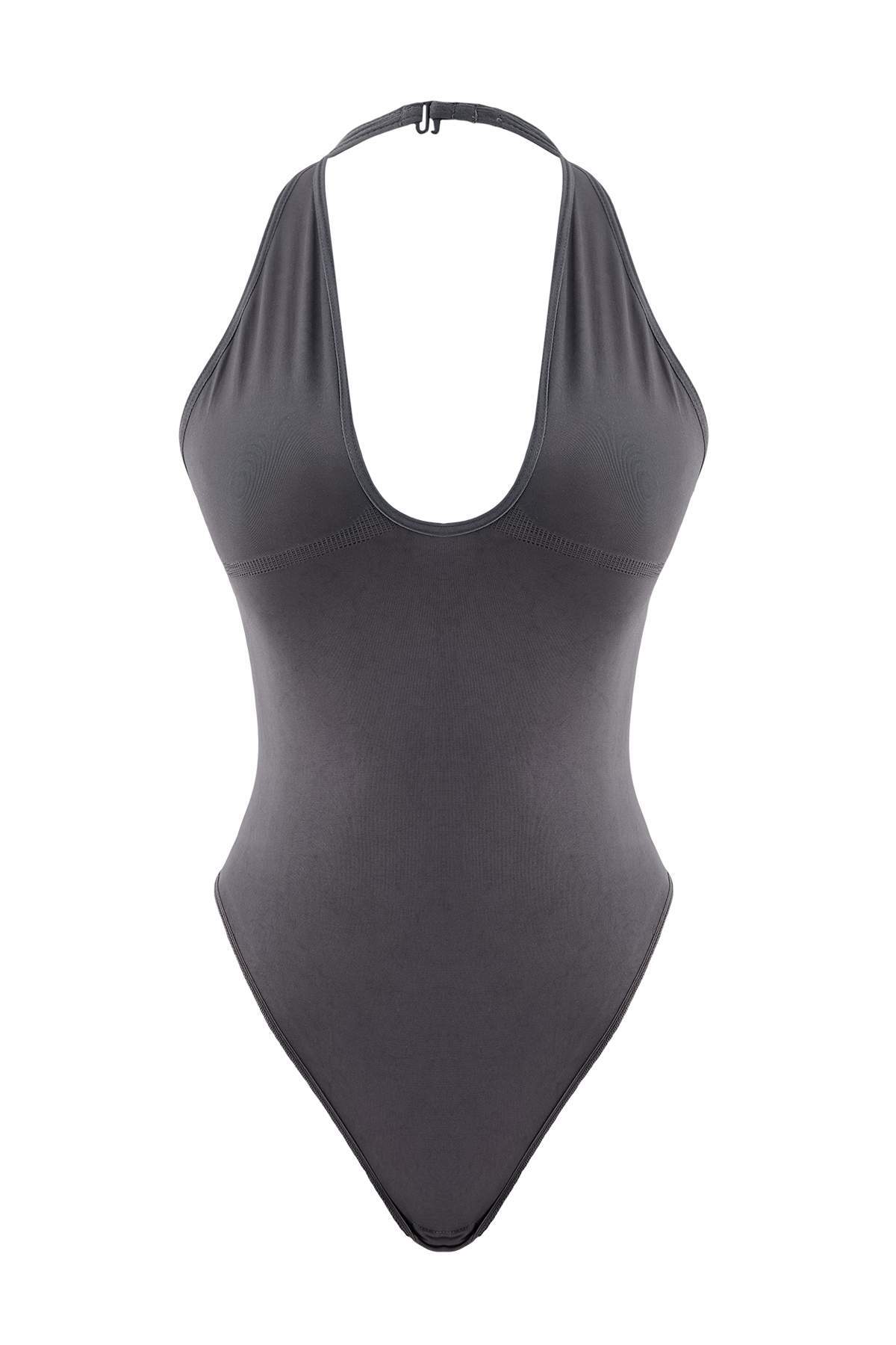 Trendyolmilla Antrasit Seamless Fitted Düz Kapsız Body THMSS25BD00004