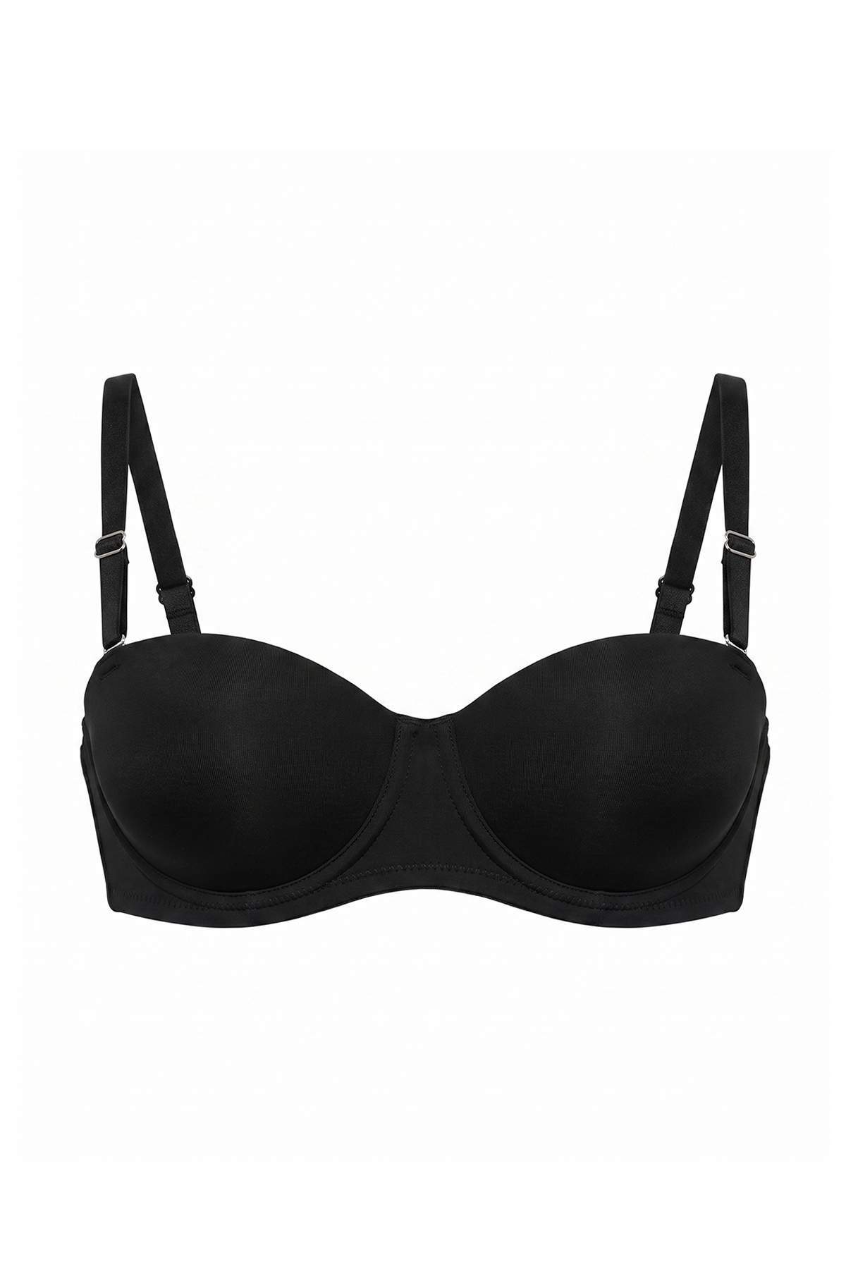 Trendyolmilla Siyah Tekli Micro Düz Push Up Straplez Sütyen THMAW27SU00008