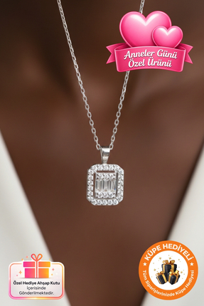 Lucente Jewellery 925 Ayar Hediye Kutulu Baget Taşlı Tek Taş Pırlanta Anneler...