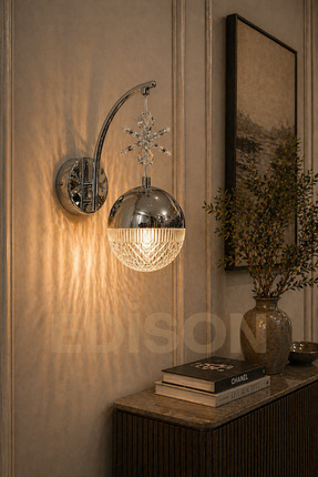 Edison Duvar Apliği LED Gümüş Modern Küre Tasarım 3 Renkli Dekoratif Şık Aydı...