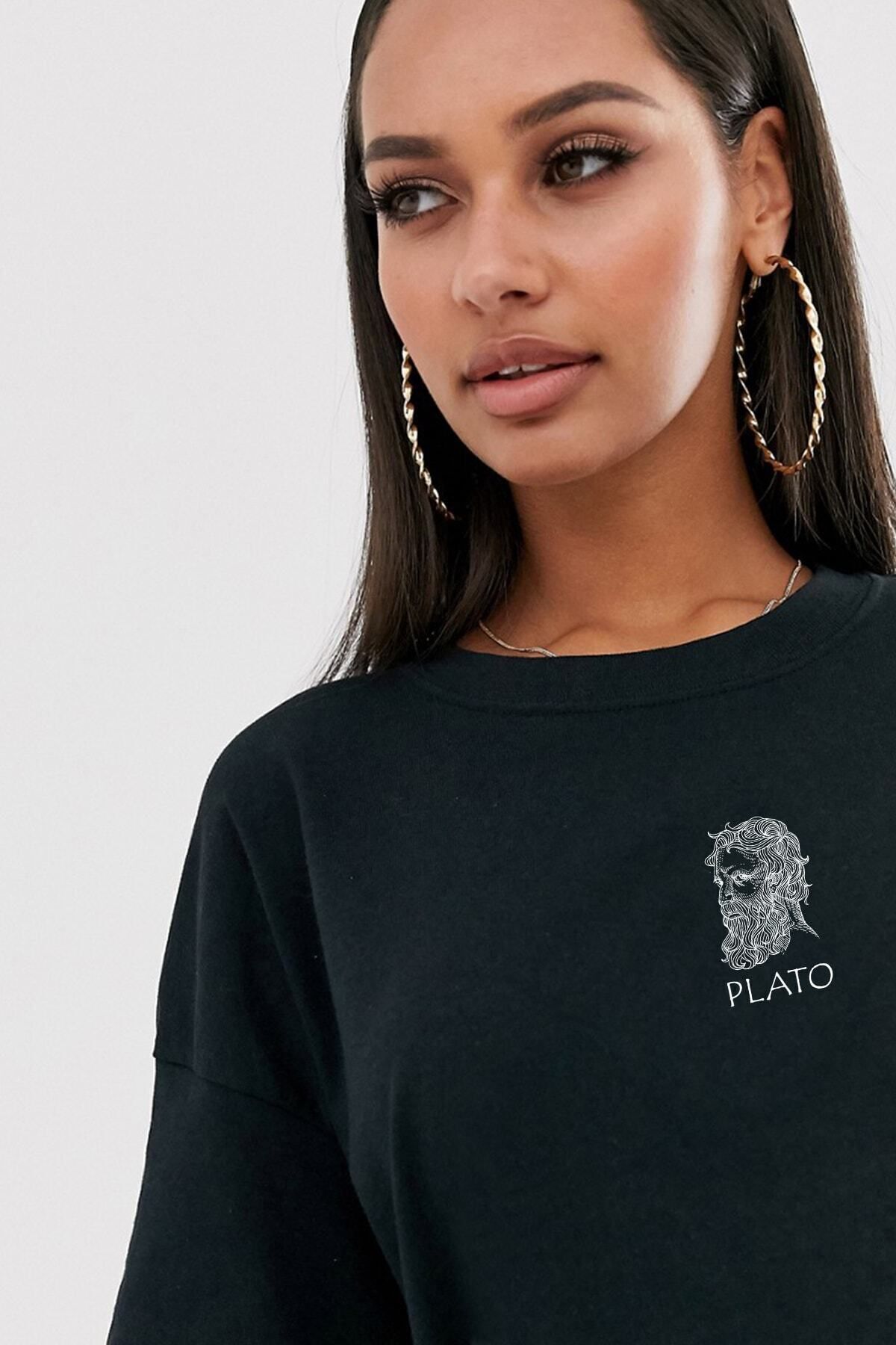Genel Markalar Azurco Oversize Plato Baskılı Siyah Tshirt görsel 3
