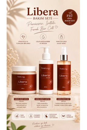 Pure Love Care Libera Vücut Bakım Seti | Sprey + Losyon + Peeling | Pürüzsüz ...
