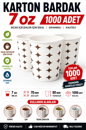 OPTİMEX 1000 Adet Karton Bardak sızdırmaz garantili Kağıt Bardak