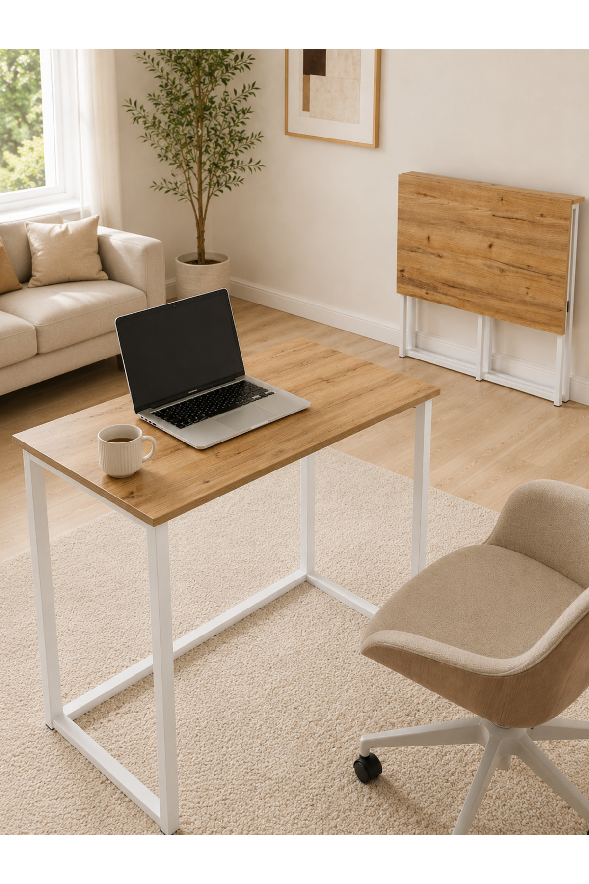 Folding Desk Foldable Table Dining Table Kitchen Table Student Study Desk Laptop Computer Portable Multipurpose Worker White-Pine
