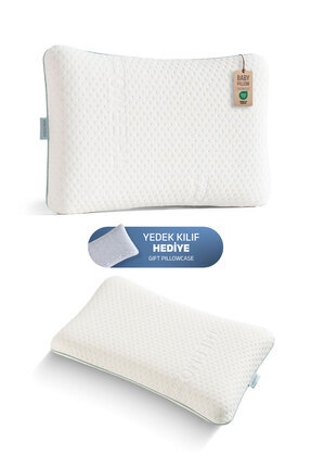 VİSCOTEX Visco Ortopedik Bebek Yastığı, Yedek Kılıflı, 50x32x6 Cm, Beyaz-gri