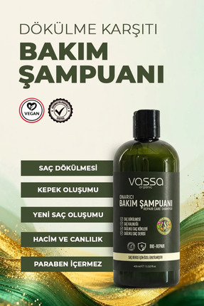 VASSA ORGANIC Dökülme Karşıtı ve Hızlı Uzama Etkili Şampuan – Tuzsuz ve Sülfa...