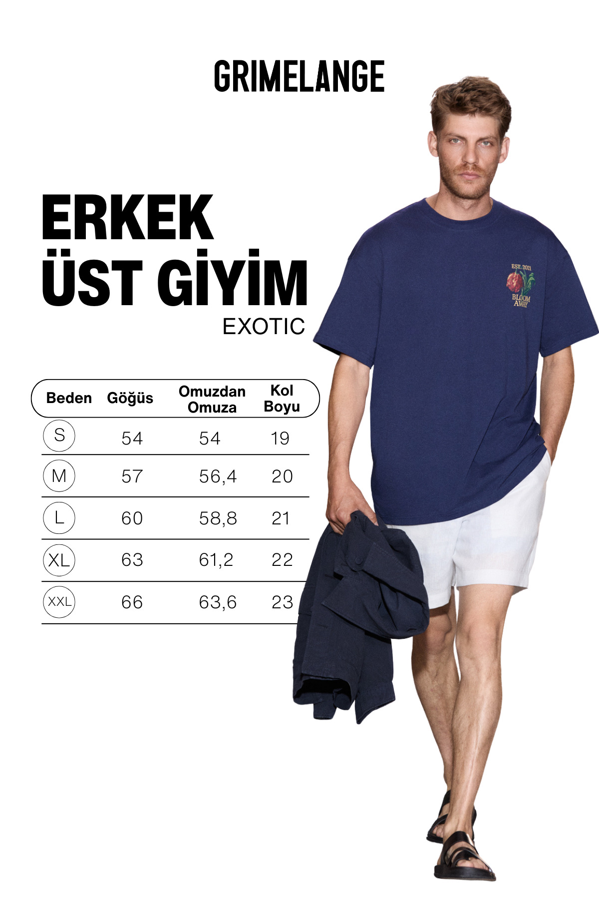 GRIMELANGE EXOTIC Erkek %100 Organik Pamuklu Baskı Detaylı Rahat Kalıp Lacivert T-Shirt görsel 6