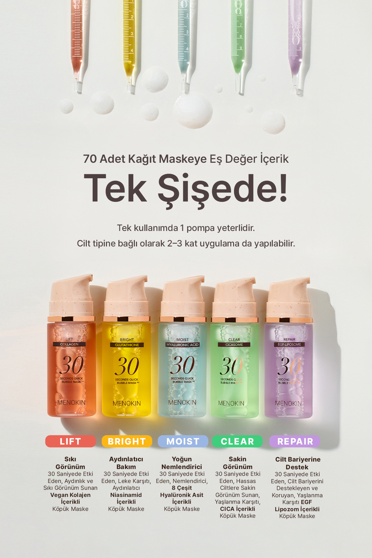 Aydınlık&Sıkı Görünüm Sunan Kolajen İçerikli Köpük Maske 30 Seconds Quick Bubble Mask (Lift) — 8809739130116 — تصویر 3 از 8