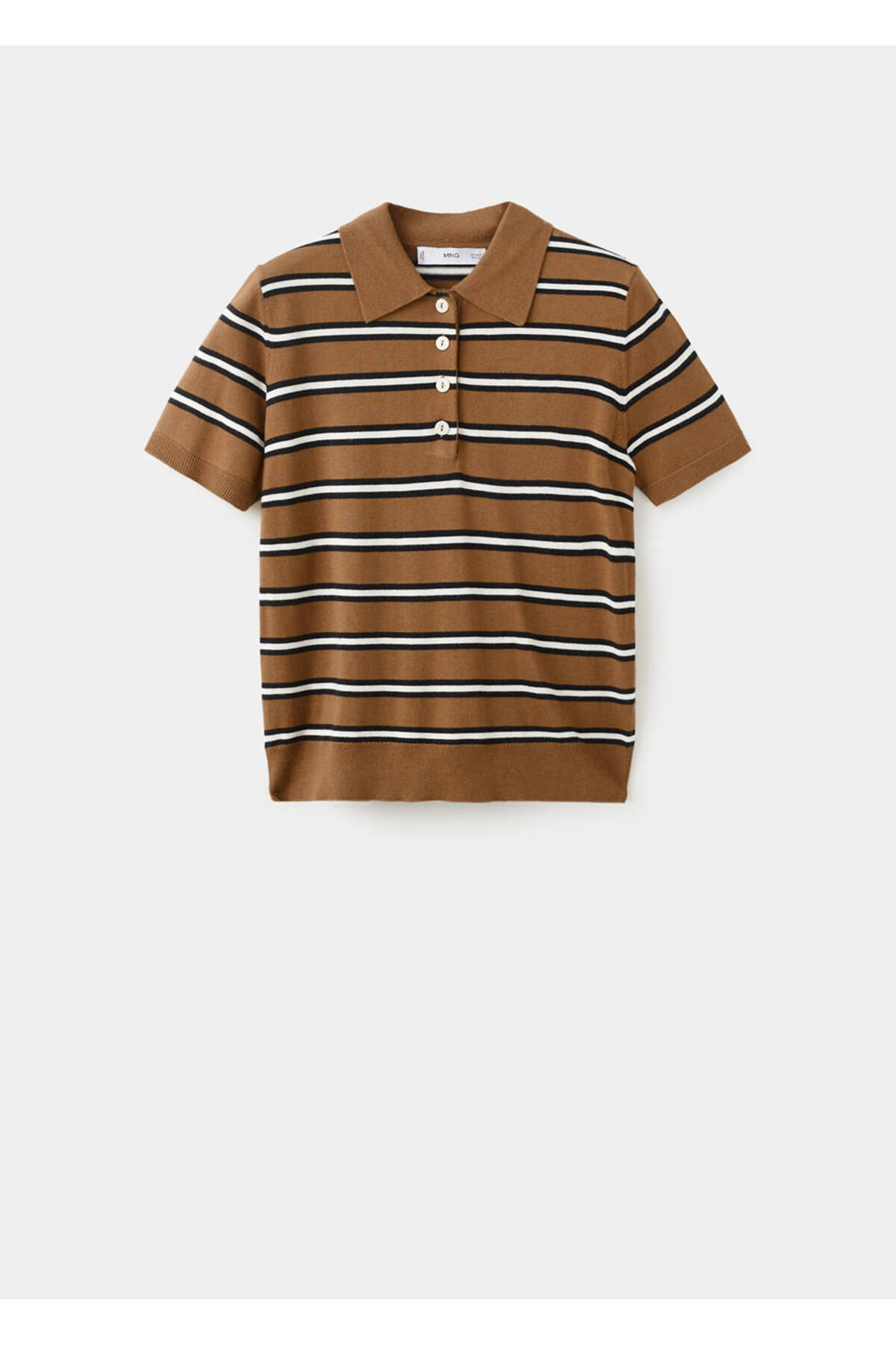 MANGO  Çizgili polo yaka kazak - Görsel 3